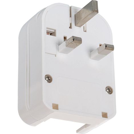 Adaptador Enchufe Tipo F (EU) Cabezal Ancho Con Cable Bajo a Enchufe Tipo G (UK) Blanco