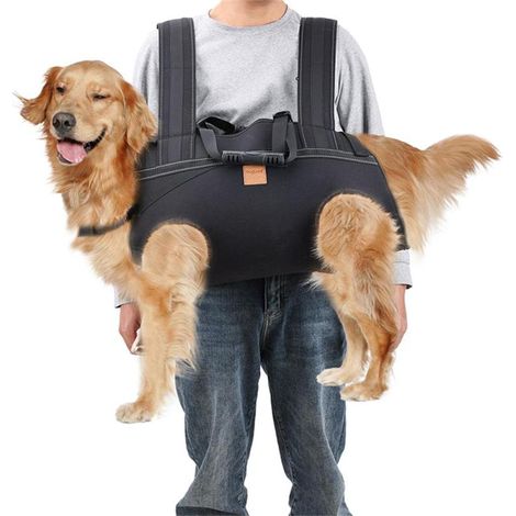 Sac à dos de transport pour grand chien, harnais de levage intégral avec poignée et bandes réfléchissantes pour chiens âgés ou handicapés