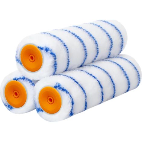 Lot de 3 rouleaux de peinture de 23 cm - Grand rouleau de peinture - Accessoire de peinture - Rouleau de rechange pour rouleau de peinture, pinceau mural pour murs et plafonds