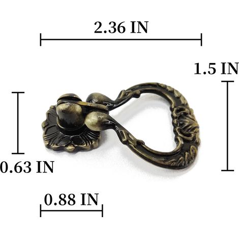 poignées de cintre vintage en laiton antique avec un seul trou de fixation pour commode, buffet, armoire (hauteur 6,8 cm, largeur 3,2 cm) (1/4)