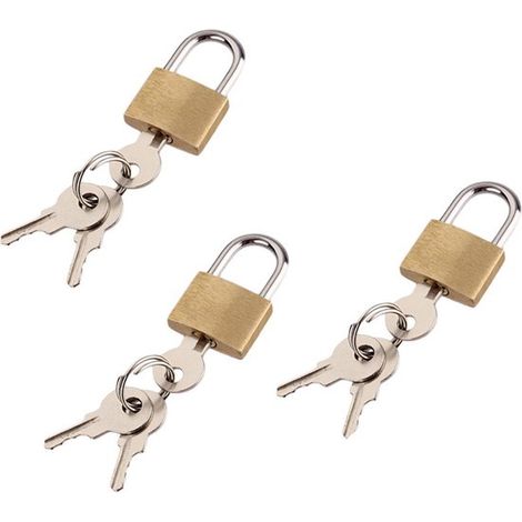 3 teiliges Vorhängeschloss Set Vorhängeschlösser Kofferschloss Schlüsselschloss Schloss mit Schlüssel Reiseschloss Mini Vorhängeschlösser 30 x 20 (1/5)