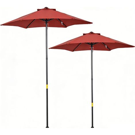 2er-Set sonnenschirm Ø196 cm, Drehbar Sonnenschirm mit Knickfunktion, sechseckig Balkonschirm Strandschirm windfest stabil Marktschirm Kurbelschirm Sonnenschutz für Strand Balkon Garten, Weinrot