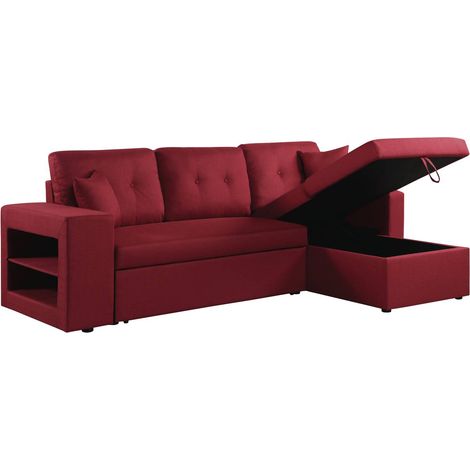 Sofá esquinero convertible/reversible "Axel" - Rojo (1/4)