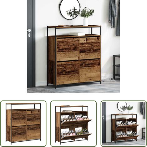 vidaXL Schuhschrank mit Regalen -  Schuhschrank mit Regal Altholz 100 x 34 x 112 cm Holzwerkstoff