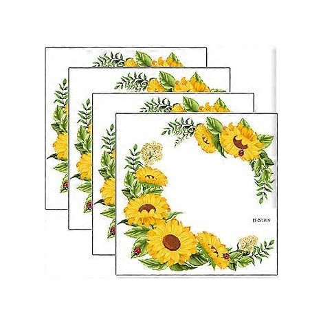 4er-Set Sonnenblumen-Wandaufkleber, florale Wandaufkleber für Schlafzimmer und Wohnzimmer