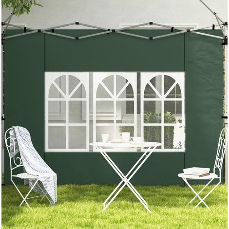 Lot de 2 parois latérales pour tonnelle 3x3/3x4 m avec fenêtre, tissu Oxford imperméable vert (1/5)