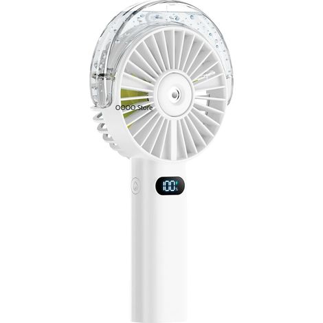 Mini ventilatore portatile, raffreddamento ad alta velocità, funzione nebulizzatore ricaricabile, BIANCO (1/2)