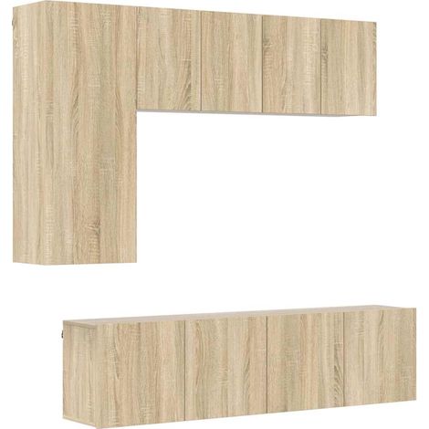 Maison Exclusive - 5-tlg. Wohnwand Sonoma-Eiche Holzwerkstoff (1/5)