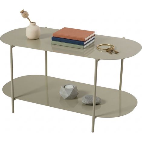 Couchtisch Verzate, ein Fach, ovale Form, Farbton Tischplatte Taupe, 100x45x51h cm Taupe Grau