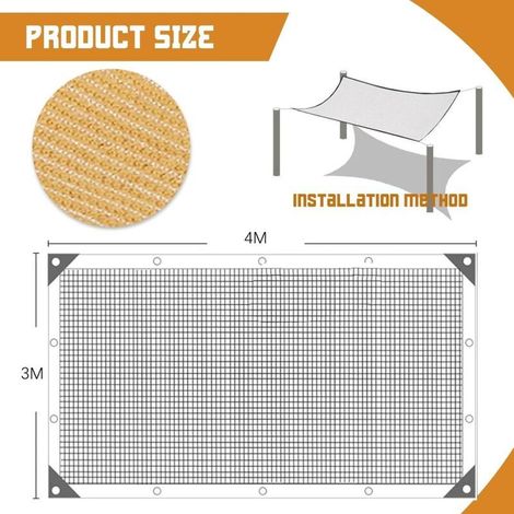 Voile d'ombrage rectangulaire 3x4 mètres – Polyéthylène haute densité – Protection anti-UV pour jardins, serres, piscines (1/5)