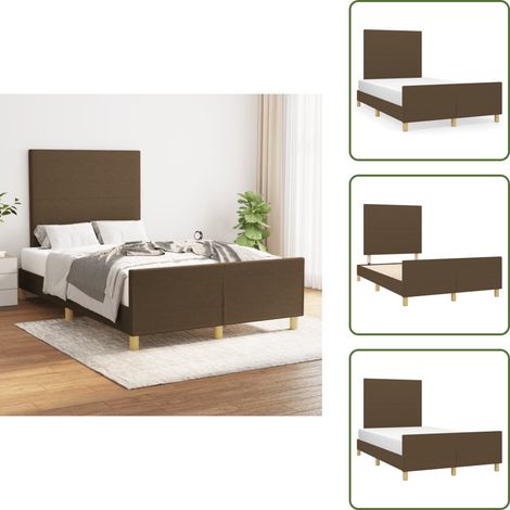 The Living Store Cadre de lit sans matelas marron foncé 120x190 cm tissu - Cadre De Lit - Lit Double - Tête De Lit Ajustable - Literie - Meubles De Chambre