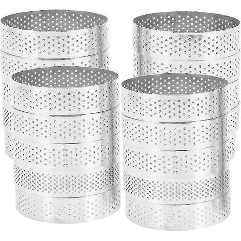20 cercles à tarte perforés pour tartes aux fruits, quiches, gâteaux et mousses. Moule à pâtisserie de cuisine. (1/5)
