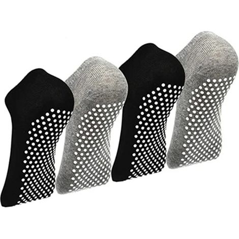 Conjunto de cuatro pares de calcetines de yoga para mujer, de secado rápido, antideslizantes de silicona, ideales para el gimnasio, pilates y ballet. (1/2)