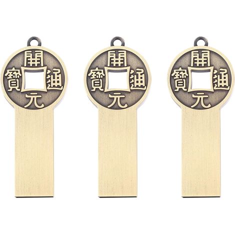 3-Piece Zinc Alloy USB Flash Drive Case, Protective Cover for USB Flash Drives, Chinese Style, Lightweight, Gold Color (1/5)