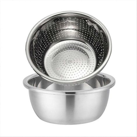 Bol mélangeur en acier inoxydable, bol avec bac à filtre à eau, 26 cm (1/5)