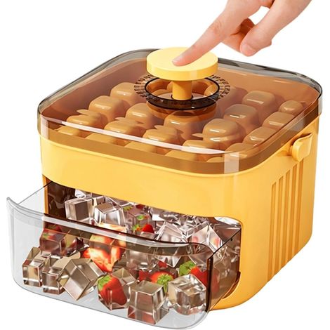 Bacs à glaçons portables pour congélateur avec couvercle et conception de type presse, boîte de moules pour machine à glaçons de grande capacité pour boissons, whisky, cocktails, fête, piscine (1/5)