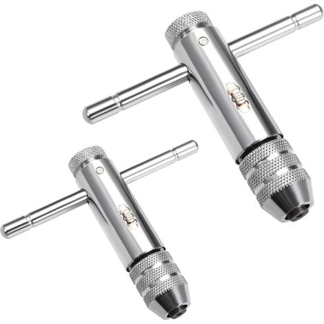 2 chiavi a cricchetto per maschi, chiavi a cricchetto regolabili con impugnatura a T, portamaschi M3-M8/M5-M12, accessori per maschiatura manuale