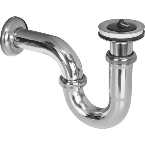 Nemo Skill Siphon pour lavabo avec tuyau d'évacuation 5/4"xD32 mm avec bonde et obturable en caoutchouc avec rosace chrome (1/2)