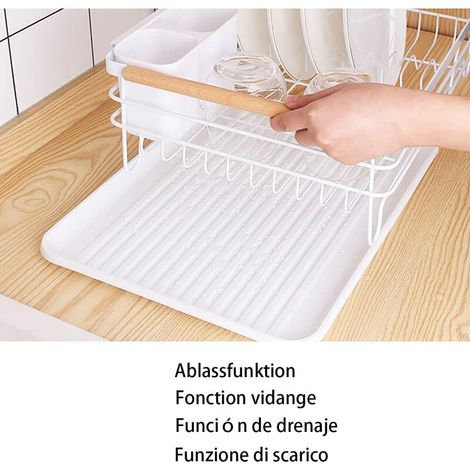 Scolapiatti con gocciolatoio e portaposate, 41,5x 30,5 x 14 cm, bianco (1/4)