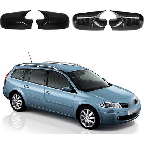 Passend für Renault Megane 2 Mk2 (Baujahre 2002–2009): Rückspiegelgehäuse, Rückspiegelrahmen – Hochglanzschwarz, 2 Paar
