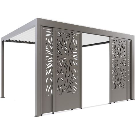 Paroi Coulissante Façade Tôle Aluminium Gris 4m13 Pour Pergola Bioclimatique S et SV ORIAL France (1/5)
