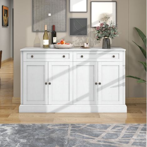 MEUBLIV Sideboard 150 x 40 x 86 cm blanc vieilli – 4 portes, 2 tiroirs (1/5)