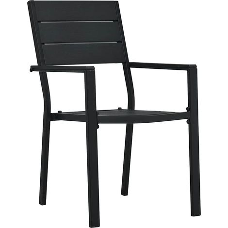 Lot de 4 Chaises de jardin et de camping, Chaises de relaxation, Noir PEHD Aspect de bois OIB9062E (1/5)