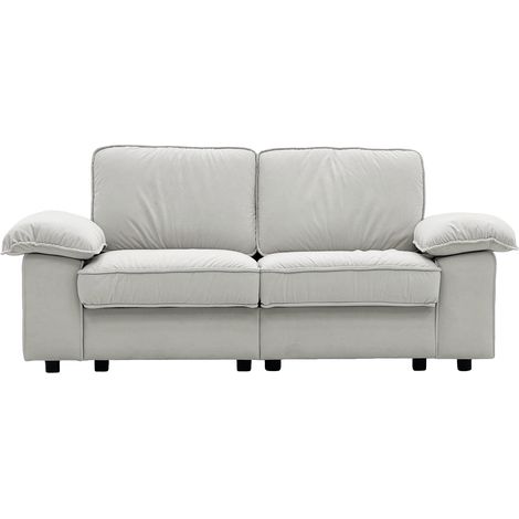 Sofá de 2 plazas con almacenaje bajo el asiento, blanco crema, HOMVRA (1/5)