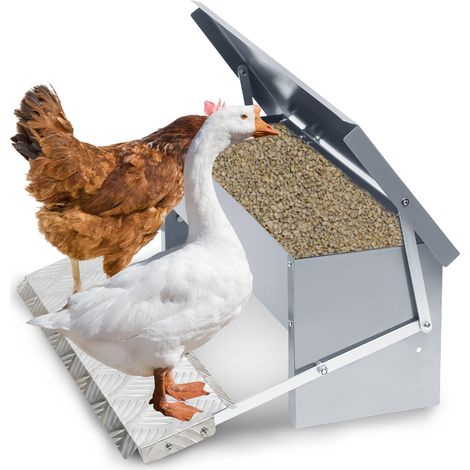 Wolketon Automatischer Futtertröge, 5KG Futterautomat hühner Futterautomaten mit Selbstöffnend Pedal, Hühner Futterautomat, Futterspender Tröge für Geflügel