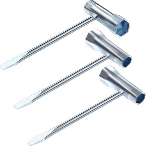Chiave per candele, argento, 7,5 x 16,5 cm, set di 3 chiavi a bussola per tosaerba, chiave per macchine da giardino, sega per legno (1/5)