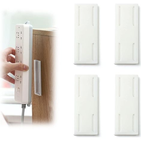 Lot de 4 supports de prise auto-adhésifs sans perçage, supports de multiprise auto-adhésifs, fixations murales et de bureau, supports de prise pour routeur Wi-Fi