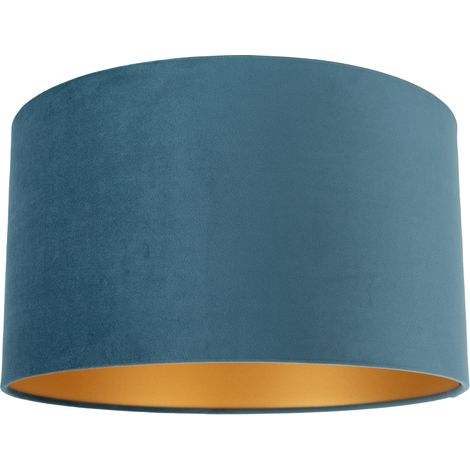 QAZQA Samt Lampenschirm blau 35/35/20 mit goldener Innenseite