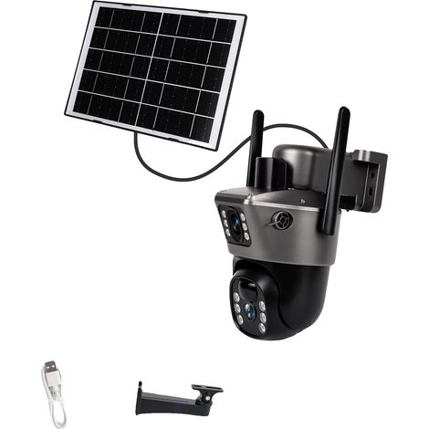 Caméra Solaire Sans Fil, 8MP HD, Surveillance 360°, WiFi CCTV Pas de carte (1/2)