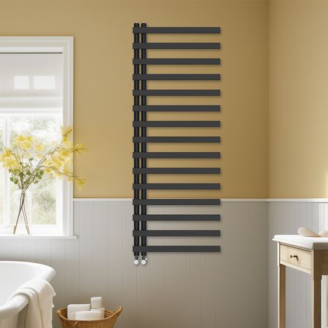 Designer Heated Towel Rail Radiator Bathroom Heating Warmer Rads 1600x600mm Black (1/5)