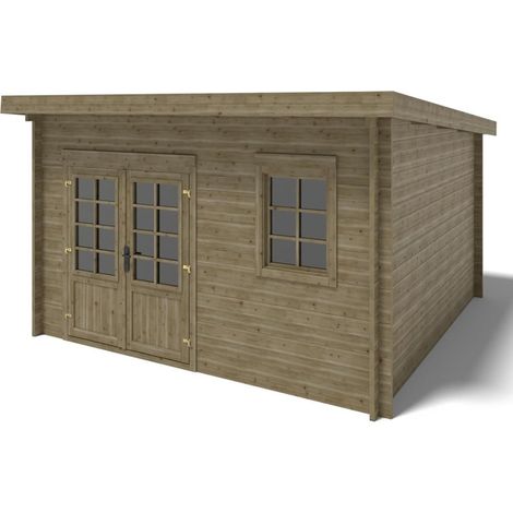 Altanka – Abri de jardin en bois 16m2 – 4x4m – Traité autoclave – Épaisseur 40mm – Couleur vert – Idéal pour espaces extérieurs (1/5)