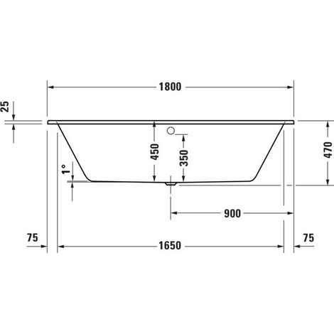 DURAVIT 700672000000000 D-Code BW, 1800x800 mm, paroi arrière 2