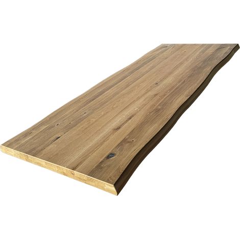 Plateau de table chêne rustique 200x80 cm – Épaisseur 40 mm – Bord naturel – Bois massif pour cuisine et bureau (1/5)
