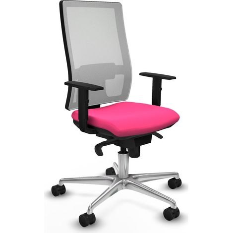 Horna sincro malla blanca similpiel rosa brazos 1D base aluminio ruedas 65mm nailon (1/5)