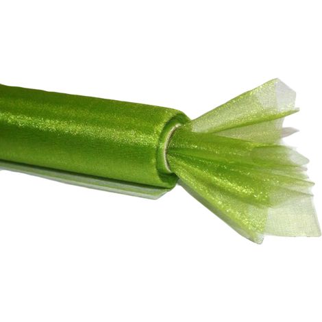 Organza decorativa de 16 cm, 1 rollo, color verde oliva claro.