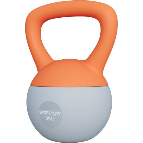 8KG Soft Kettlebell, Kettlebell with Non--Slip Handle for Home Gym, Weight Lifting, Strength Training, Orange/Grey (1/5)