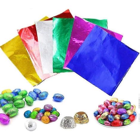 Papier aluminium coloré, 600 feuilles, emballages pour chocolat, papier aluminium pour bonbons, bricolage, feuilles de thé (6 couleurs) (1/5)