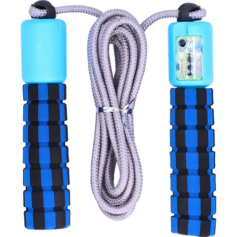 Corde à sauter unisexe avec compteur électronique réglable, bleue, pour exercice de fitness (1/5)