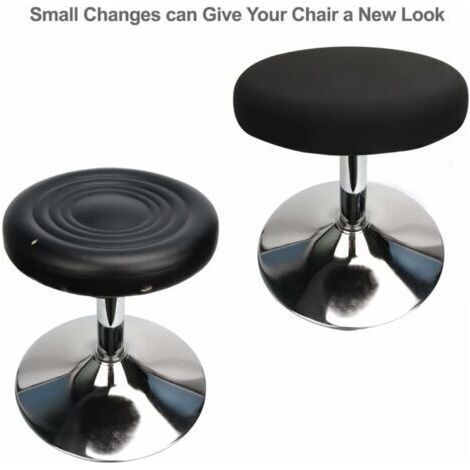 NALOOKAMIC  (4 Pièces Noir)Housse Tabouret Rond Housse Tabouret de Bar, Tissu de Luxe, Diamètre 30-36cm, Extensible, Infroissable, Lavable et Anti-Poussière