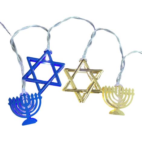 Guirlande Lumineuse Chanukah - Guirlande à Bougies Métalliques Fonctionnant sur Piles - Décoration Intérieure Extérieure - 50 Ampoules Clair - 1 Pièce (1/5)