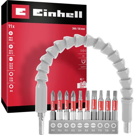Einhell  133115 Bit-Set 11teilig Schlitz, PH, PZ, T-Profil, Innen-Sechskant, Sechskant inkl. Bithalt