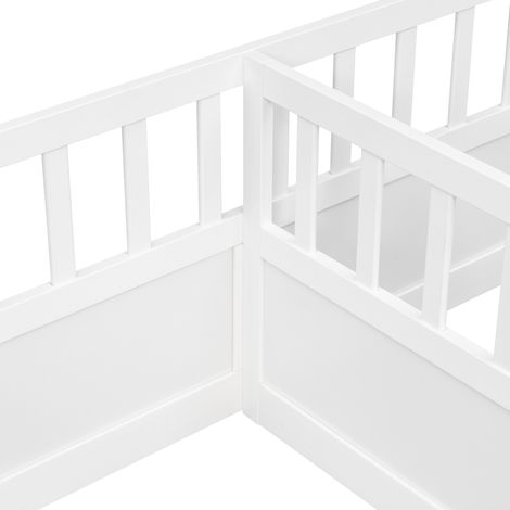 Letto a terra doppio per bambini 2x90x200 cm in legno bianco salvaspazio senza materasso – MEUBLIV (1/5)