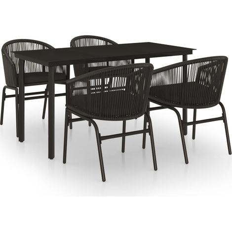 Maison Exclusive - 5-tlg. Garten-Essgruppe Schwarz