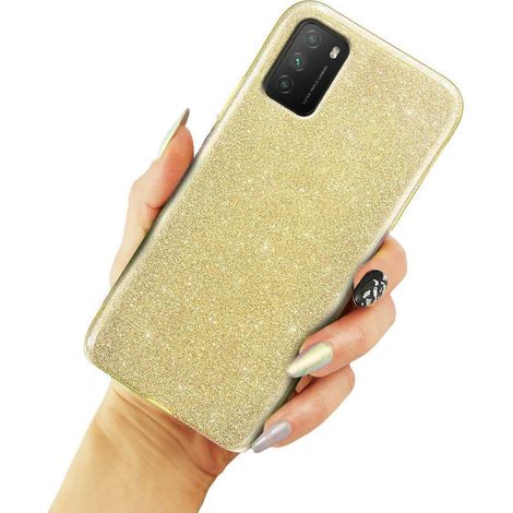Funda con purpurina para Xiaomi Poco M3 / Redmi 9T, color dorado (1/3)