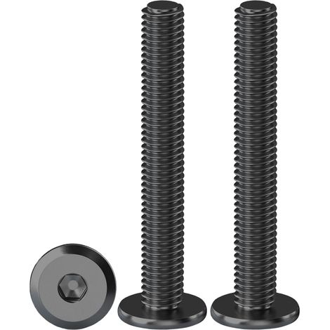 M6 x 50 mm Sechskant-Flachkopfschrauben – 20er-Packung, schwarze zylindrische Schrauben aus Edelstahl A2 V2A mit Innensechskant und Vollgewinde (1/5)