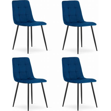 Fauteuil Kara - velours bleu marine x 4 (1/5)